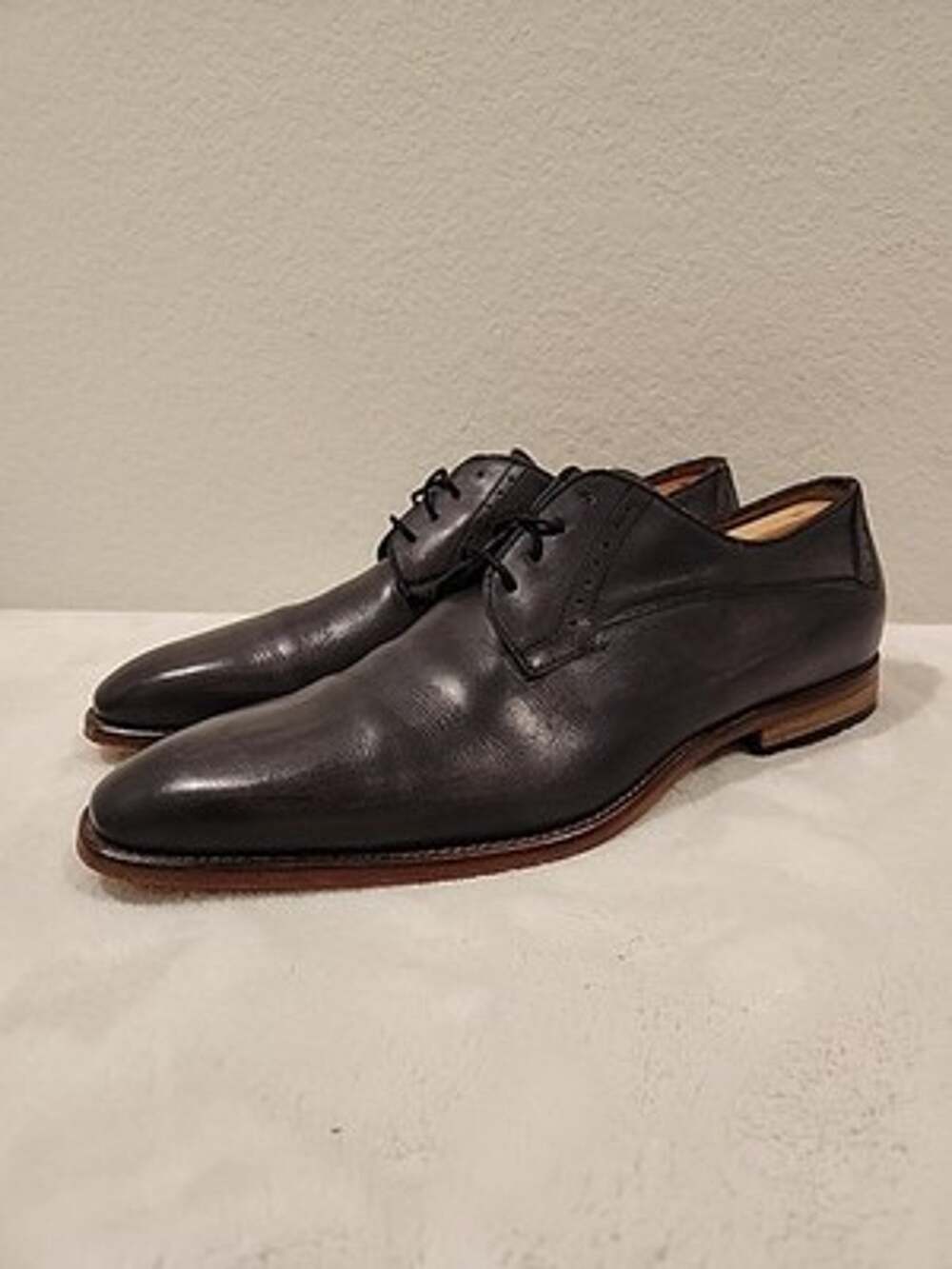 Jose Real Men's EU42 US9.5 Dark Gray Leather Oxford Dress Shoes